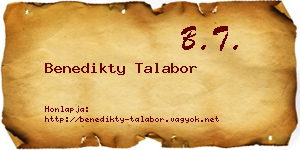 Benedikty Talabor névjegykártya
